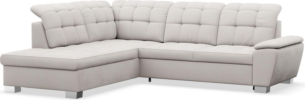 Selsey Jamaal - Ecksofa mit Schlaffunktion und Stauraum, linksseitig, creme