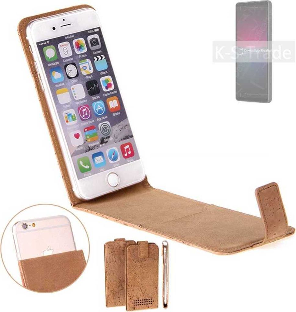 K-S-Trade Handyhülle kompatibel mit Sony Xperia 10 IV Kork Hülle Flipstyle Case Schutzhülle Kork Case Hülle Flip cover Klapphülle Klapp, braun 1x