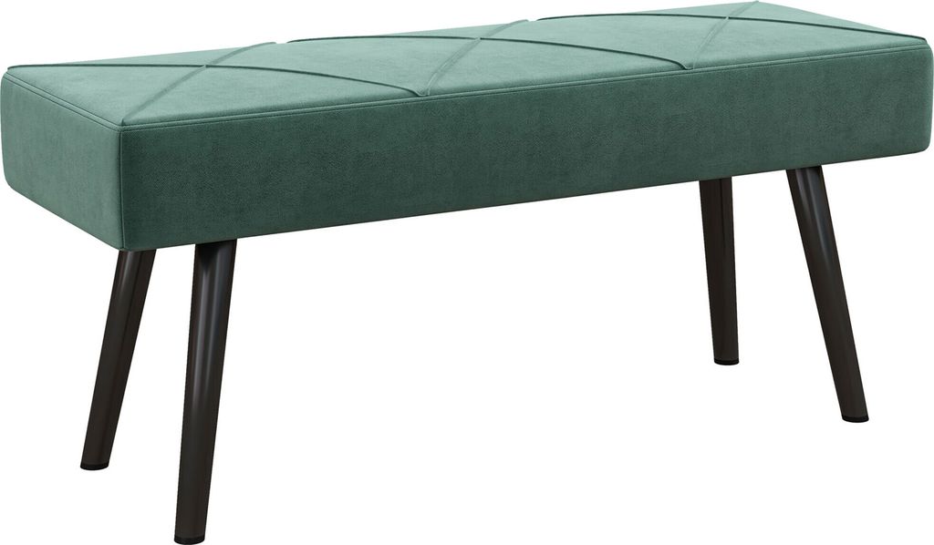 HOMCOM Polsterbank Sitzbank Bettbank, Flurbank mit X-Muster, in Samtoptik, bis 120 kg Belastbar, für Schlafzimmer, 100 x 36 x 45 cm, Grün