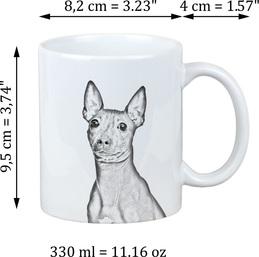 American Hairless Terrier, Amerikanischer Nackthund - Tasse mit Hund, Tasse mit Bild, personalisiertes Geschenk der Marke Art-Dog