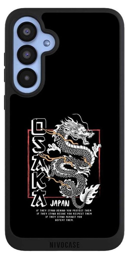 NIVOCASE Handyhülle für Samsung Galaxy A55 5G Hülle NIVOpure Case Schwarz Drache Japan Meer