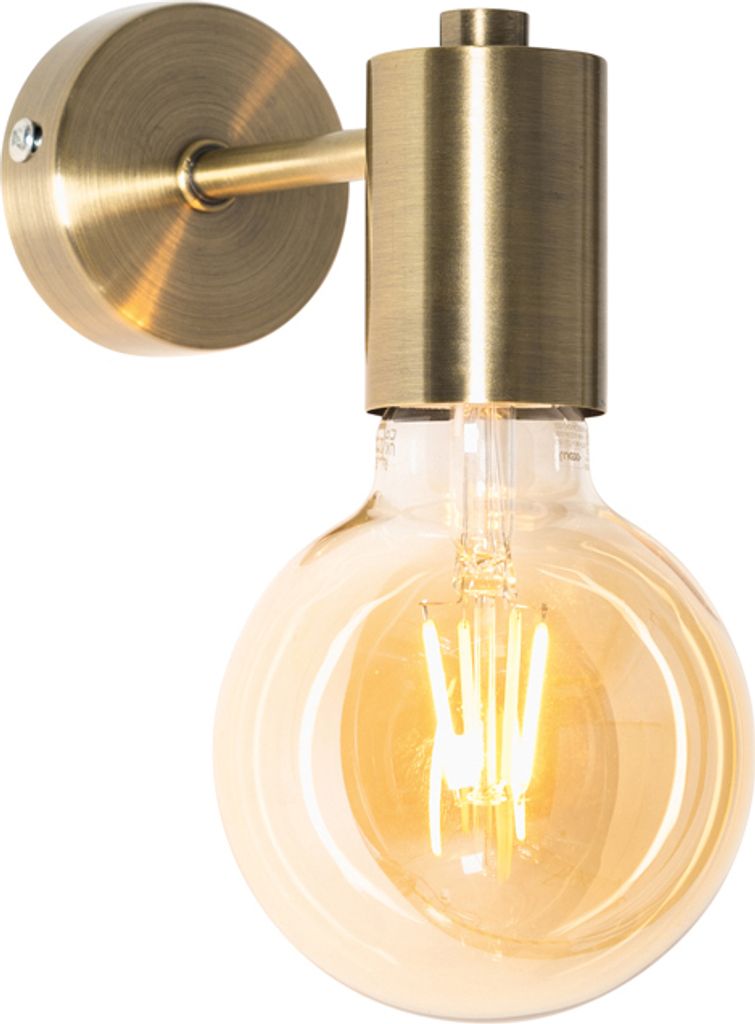 QAZQA - Industrie I Vintage I Industrie I Vintage I Wandleuchte Bronze 13cm - Facil I Wohnzimmer I Schlafzimmer - Stahl Rund - LED geeignet E27
