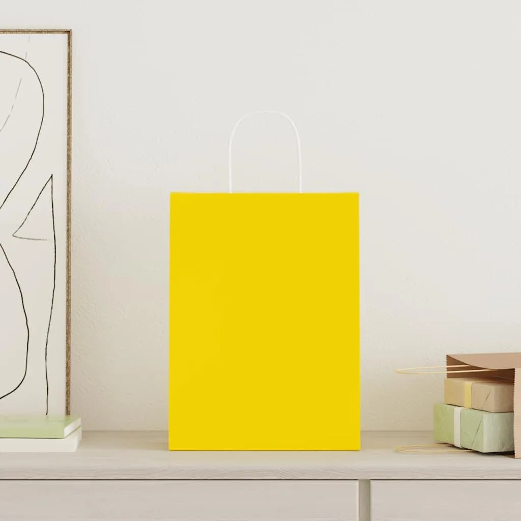 vidaXL 50 Sacchetti Carta Gialli 26x12x35 cm - Shopper Resistenti con Manici