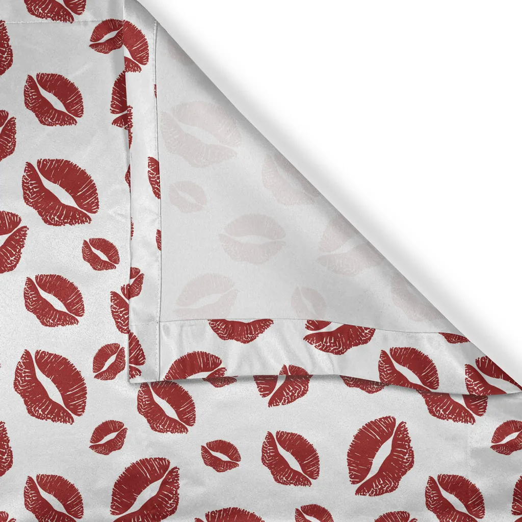 ABAKUHAUS Tenda con occhielli Kuss, "Illustrazione contemporanea in stile pop art con labbra femminili sexy, hippie urbano e San Valentino", tende decorative a 2 pannelli per finestre, 280 cm x 245 cm, rubino e bianco - 6