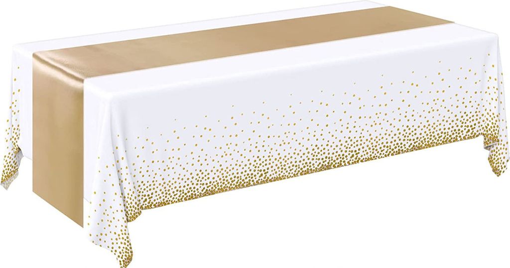 1 Set Tischdecke, seidig glatter Druck, knitterfrei, lichtecht, Tischdekoration, wasserdichte Tischdecke und Satin-Tischläufer-Set für den Heimge...