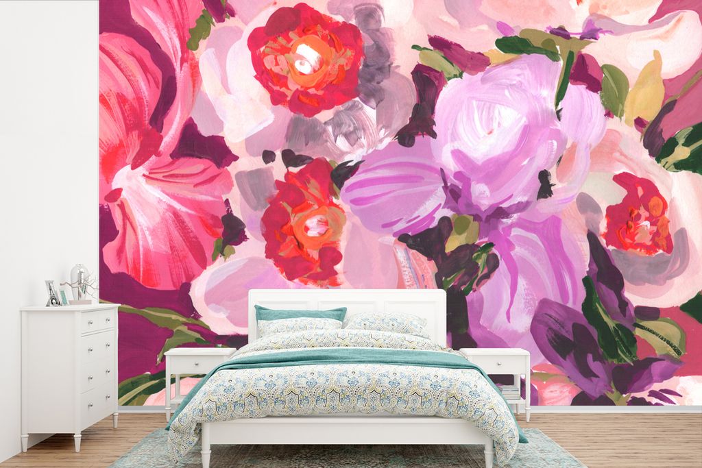 MuchoWow Fototapete für Wohnzimmer oder Schlafzimmer Wandtapete Vinyl Motivtapete Rosa - Orchidee - Blumen - Botanisch - 420x280 cm - Zimmer fü...