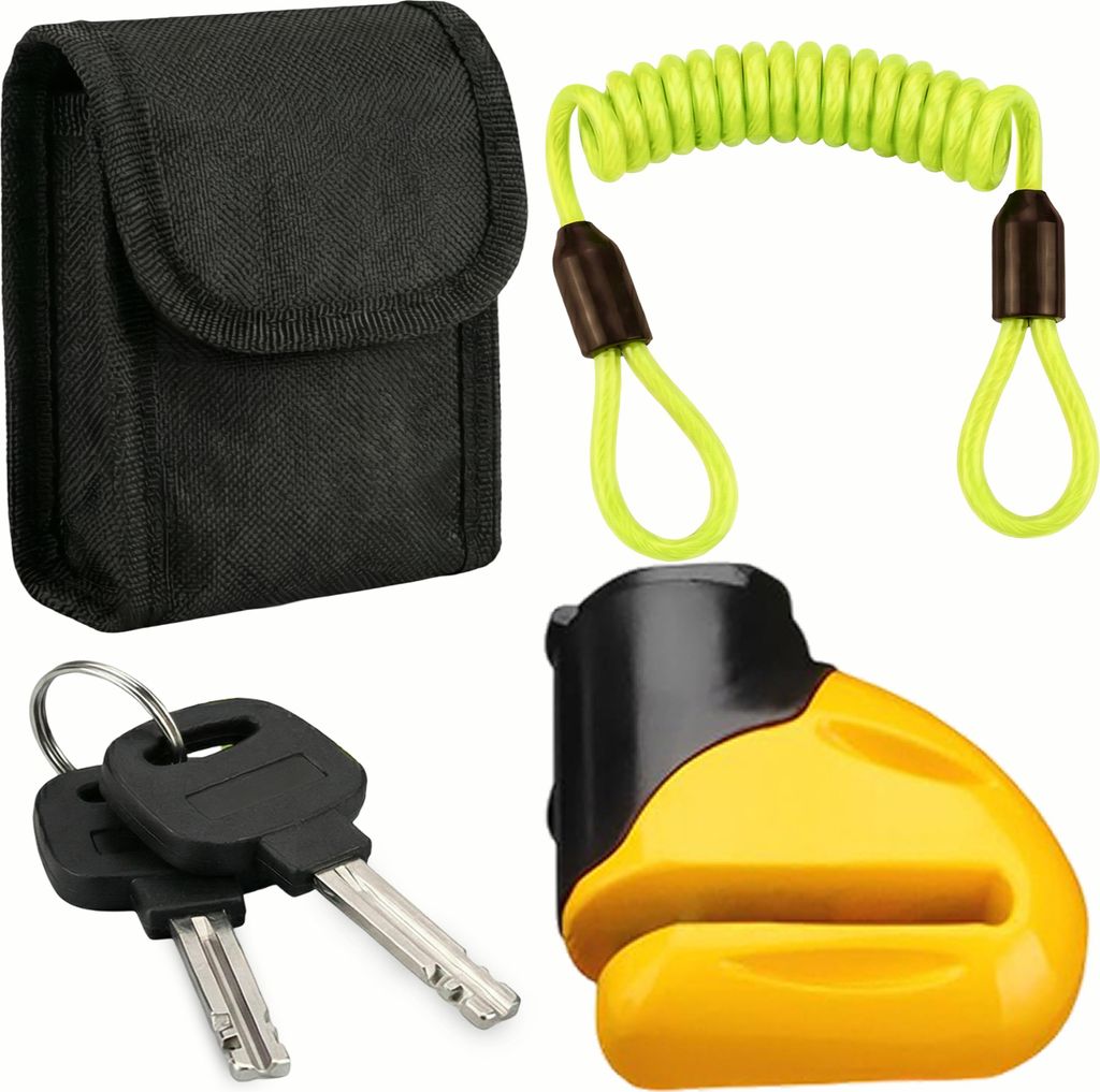 Antivol bloque disque jaune avec câble de rappel clé avec Image du produit 