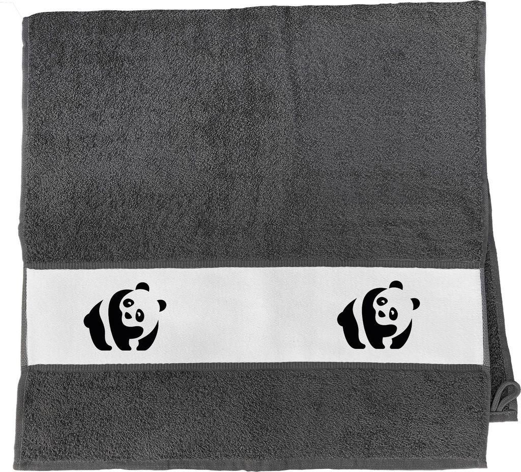 Huuraa Handtuch Panda Silhouette 50x100cm Graphite Baumwolle Handtuch Geschenkidee