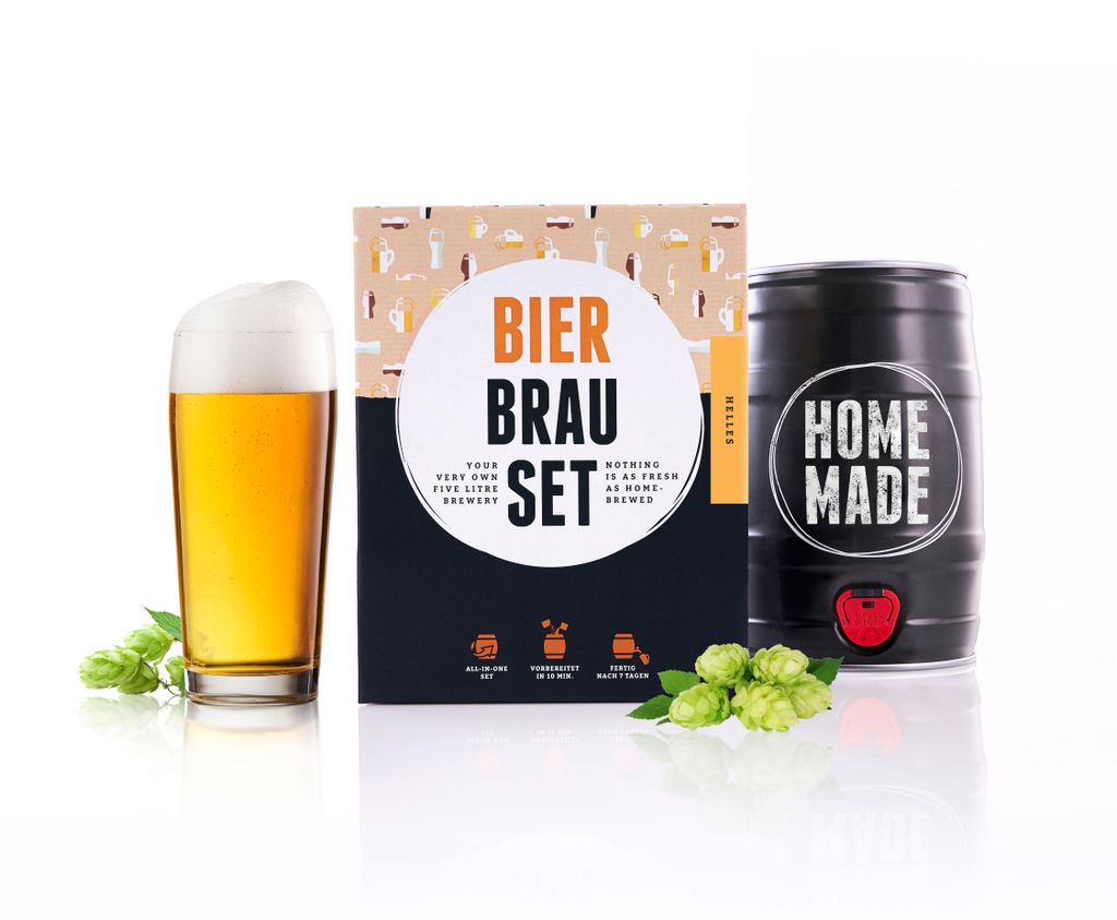 BrauFässchen Bierbrauset Helles 5L – Bier selber brauen Komplett-Set mit Mini-Fass, Geschenkidee für Männer, Papa & Bierfans