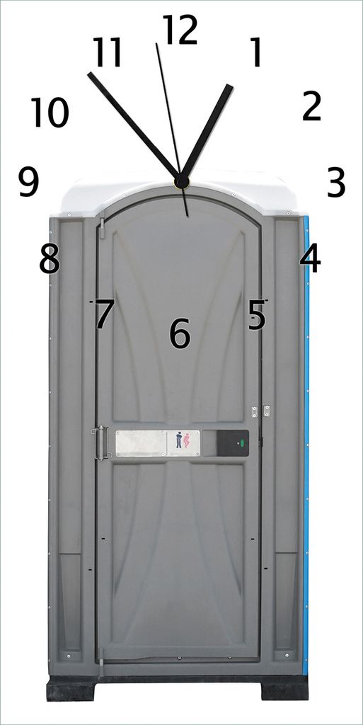 Wallario Design Wanduhr Tragbares Klo - Toilette in schickem grau aus Echtglas, Größe 30 x 60 cm