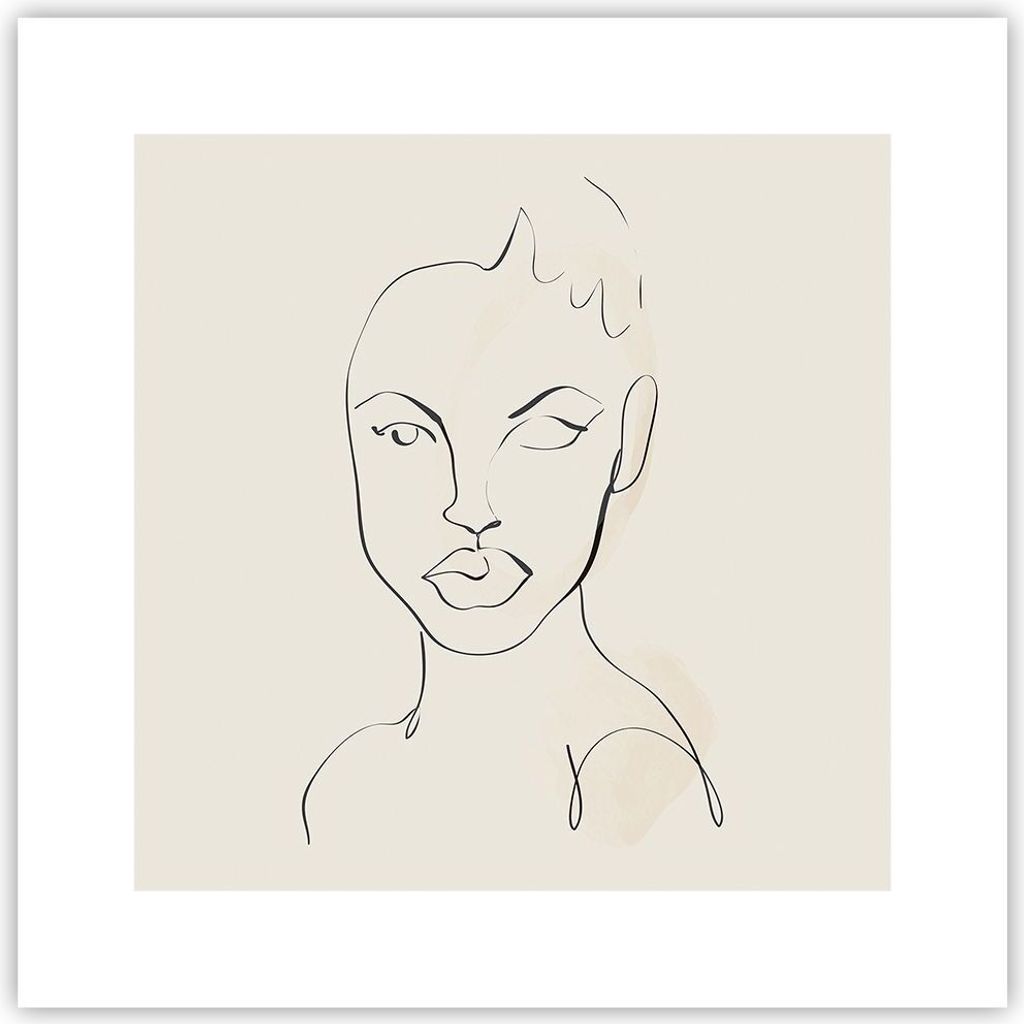 Poster - Poster ohne Rahmen - Porträt Afro Skizze - 30x30 cm - Wand Bild - Wanddeko - Wandbilder - Kunstposter - Wandposter - Bilder - Kunstdruck ...