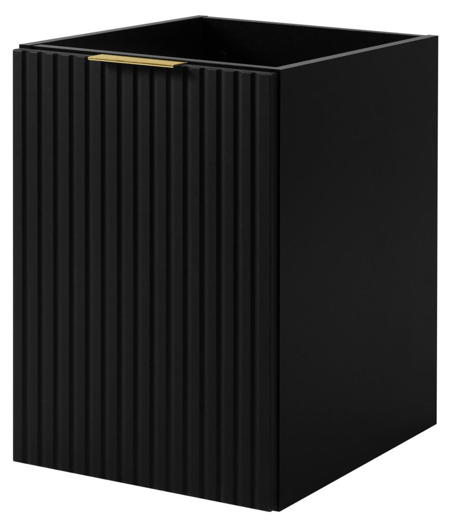 Badezimmerschrank mit Wäschekorb, schwarz, 40 x 57 x 46 cm, goldene Griffe