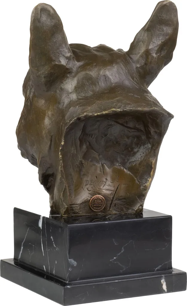 Buste de Chien Bouledogue en Bronze Véritable et Marbre, Objet de Déco - 8