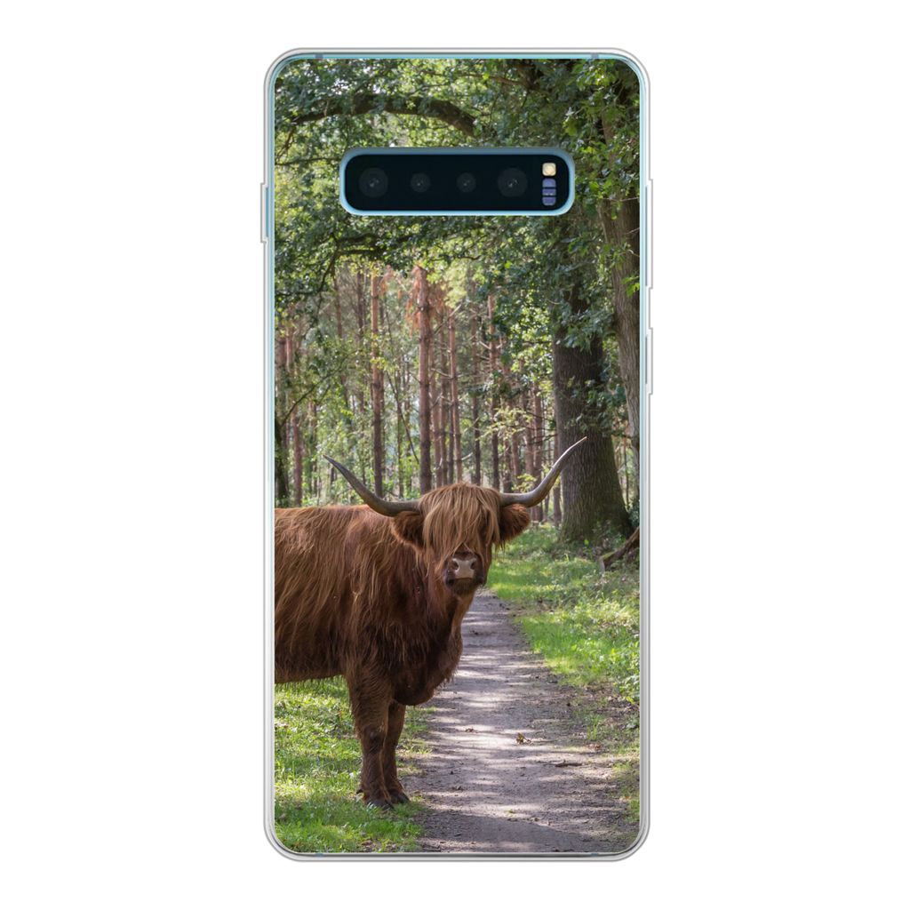 MuchoWow Handyhülle Schutzhülle Hülle für Samsung Galaxy S10 Lite Schottischer Highlander - Kröte - Baum Silikon Softcase Handy Hülle - Schutz