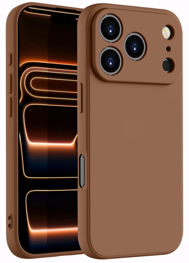 Hülle für iPhone 17 Pro Max, Slim Liquid Silikon Gel Gummi Stoßfest Schutzhülle Braun