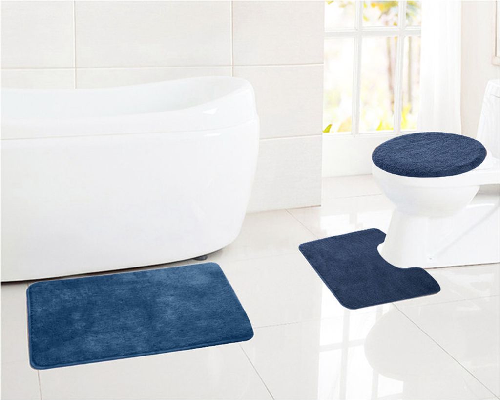 3-teiliges Badezimmer Teppich-Set, rutschfeste Microfaser, Produktbild 4