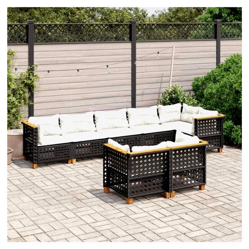 Gartenmöbel-Set aus PE-Polyrattan, 8-teilig, Schwarz