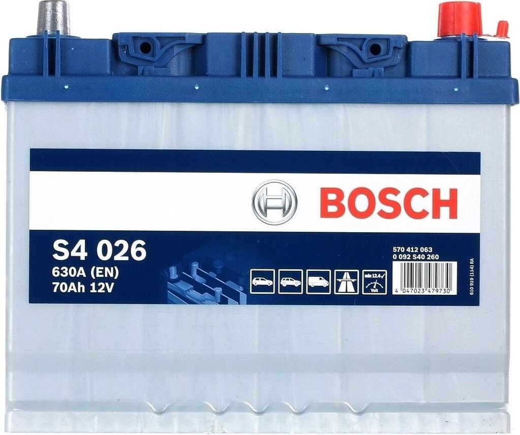 Bosch S4, 70 Ah, 12 V, 630 A, Auto, B01, Blau, Weiß Produktbild 