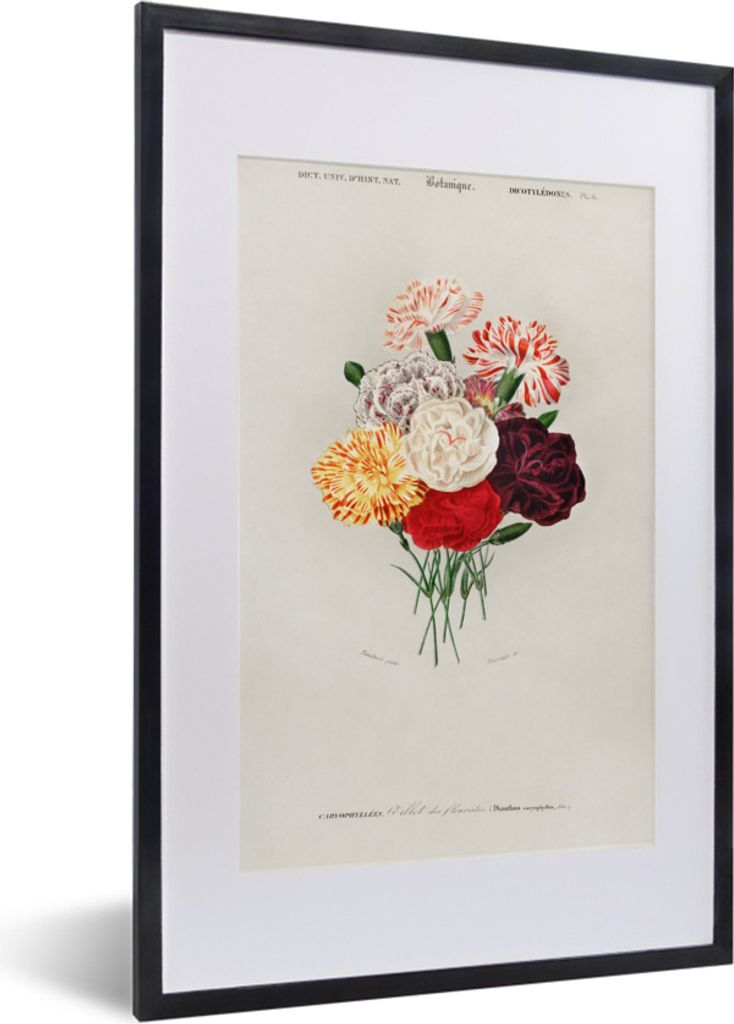 MuchoWow MuchoWow Gerahmtes Poster Blumen - Vintage - Blatt 40x60 cm - Poster mit zchwarzem Bilderrahmen - Poster in Rahmen