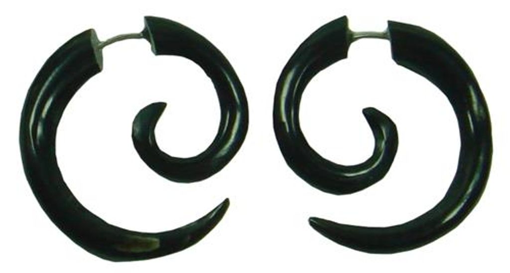 1 Paar Ohrringe aus Bone - Fake Piercing Sichel, 28mm, Farbe A