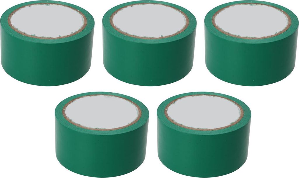 5-teiliges Bodenmarkierungsband, 5 cm breit, selbstklebend, für Linien, Wettbewerbsfeld, Turnhalle, Basketball, Volleyball, Tennisplatz, Grün