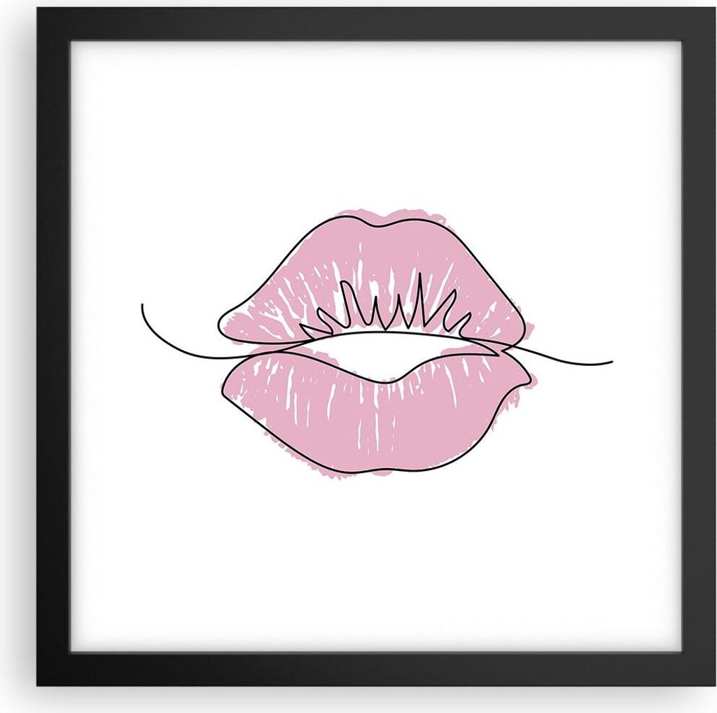 Gerahmtes Poster - Schwarzer Rahmen - Mund Bild Modern - 30x30 cm - Wand Bild - Wanddeko - Wandbilder - Kunstposter - Wandposter - Bilderrahmen - B...