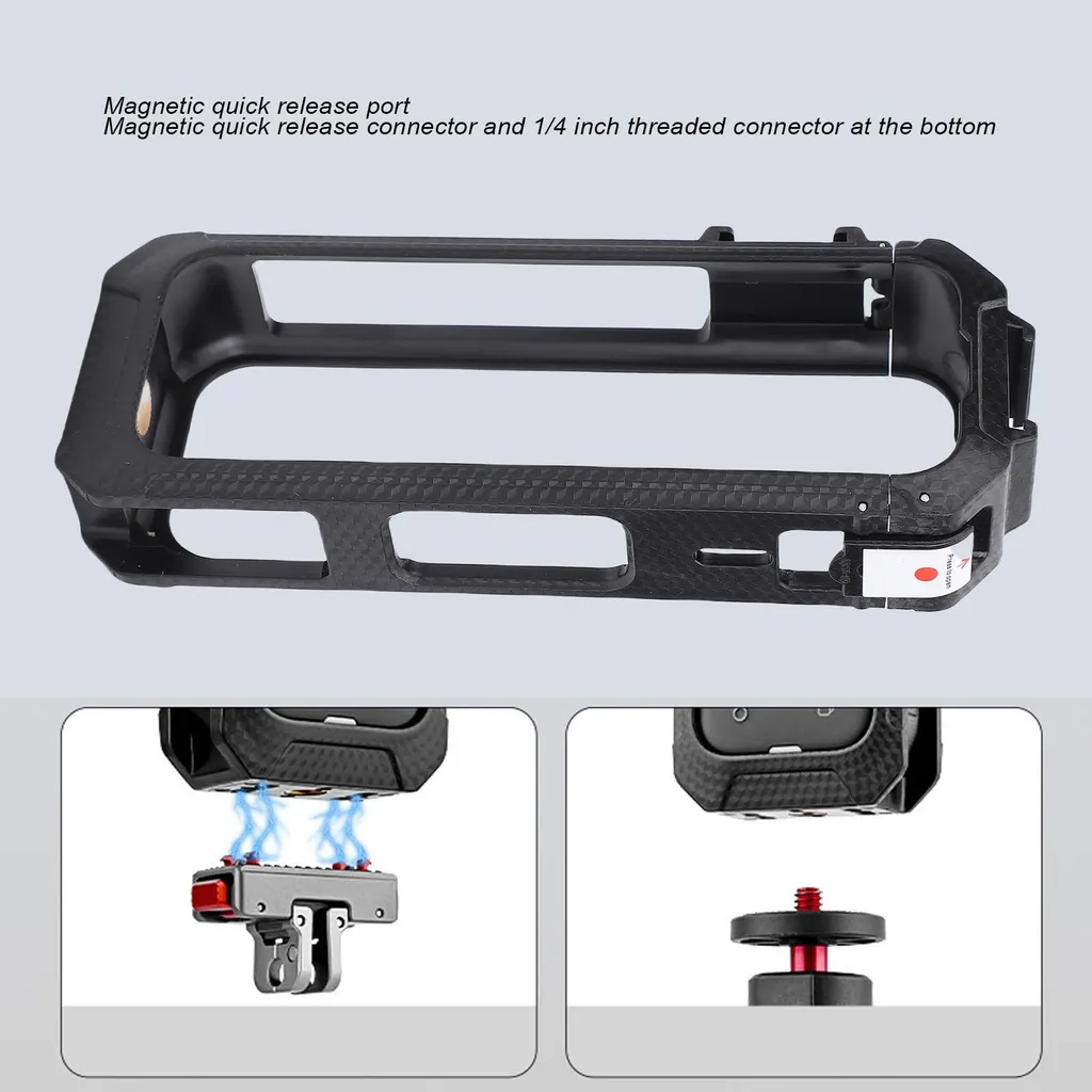 Gabbia protettiva per la videocamera d'azione Insta360 x5 Custodia magnetica a sgancio rapido - telaio della custodia con slitta a freddo foro per vite da 1/4 di pollice - 3