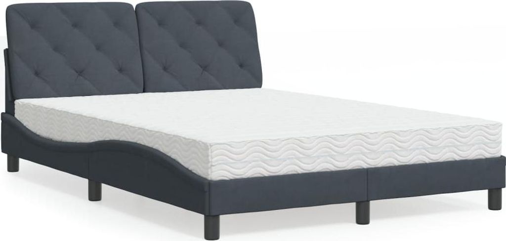 vidaXL Bett mit Matratze Dunkelgrau 140x190 cm Samt