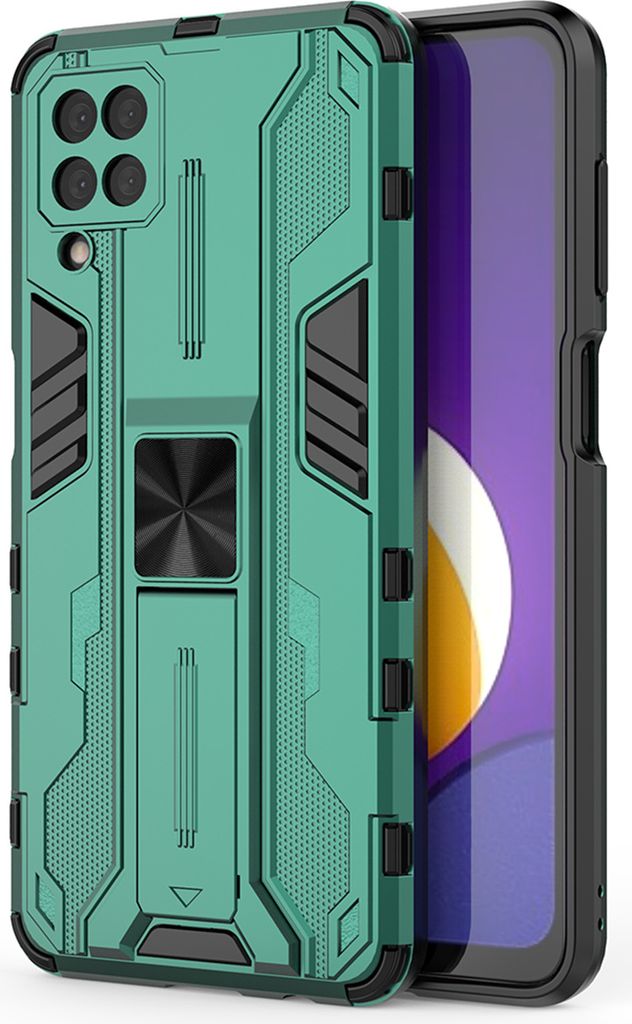Galaxy M12 Hülle, Dual Layer PC TPU Bumper Stoßfest Ständer Schutzhülle für Samsung Galaxy M12 Grün
