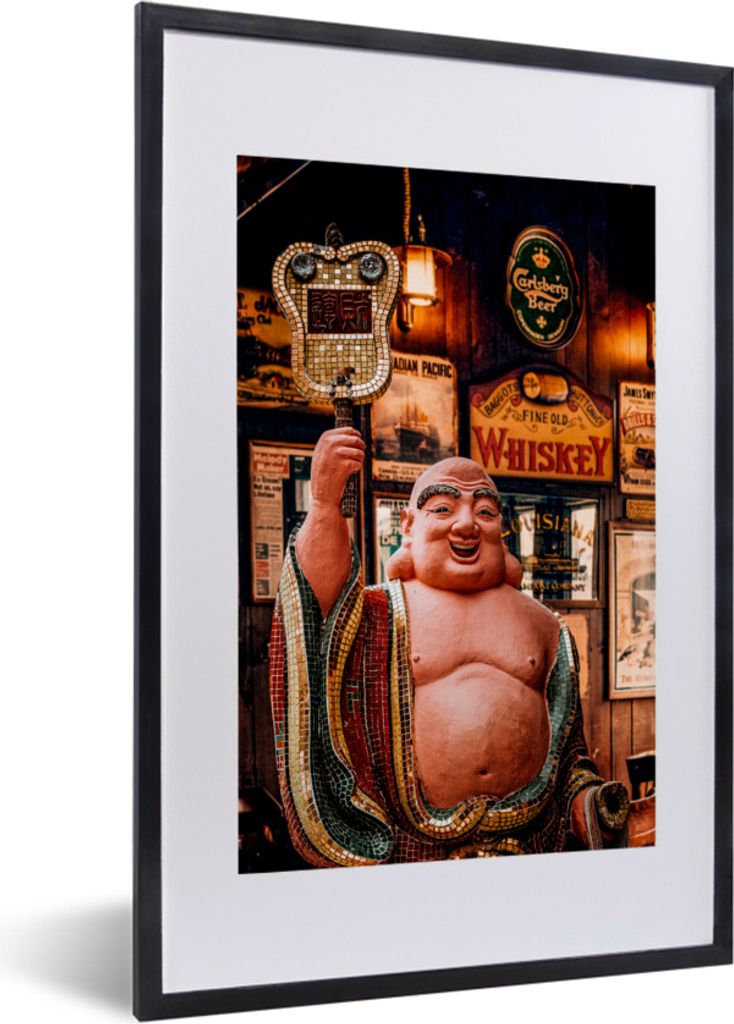 MuchoWow MuchoWow Gerahmtes Poster Buddha - Bild - Bar 40x60 cm - Poster mit zchwarzem Bilderrahmen - Poster in Rahmen