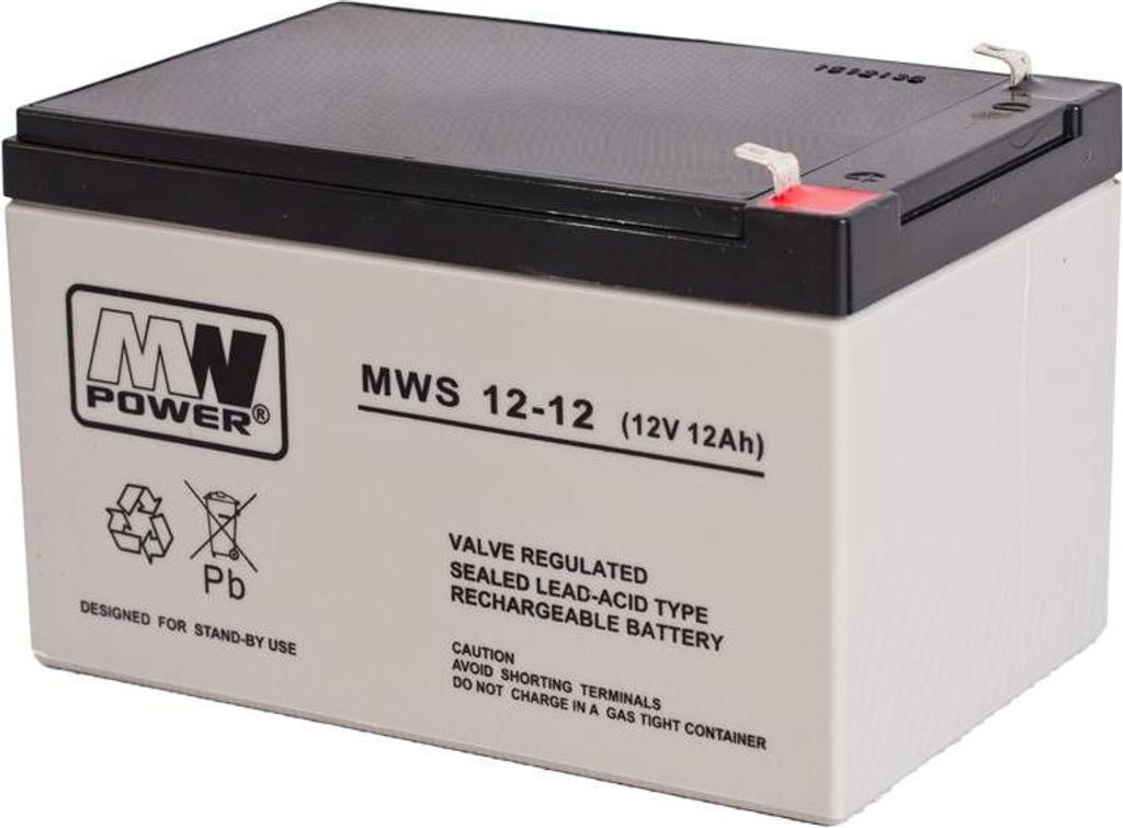 Baterie olověná 12V / 12Ah MWS 12-12, gelový akumulátor Obrázek produktu 