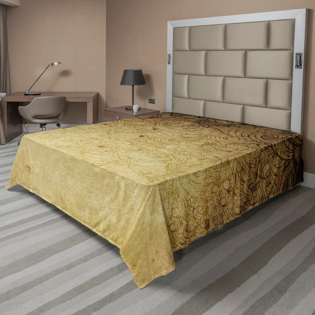 Drap de lit vintage ABAKUHAUS 266x260 cm en tissu doux beige décoratif