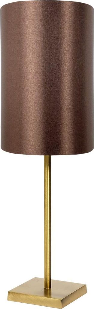 Nachttischlampe Messing massiv Stoff E27 rund Ø 14 cm 48,5 cm hoch in Bronze hell Braun Modern Tischlampe