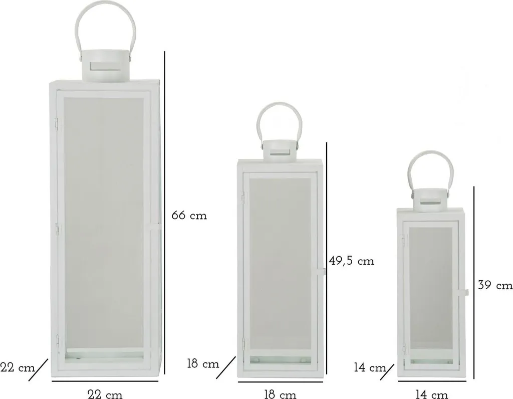 Lanterne Blanche de Table 22cm - Pack de 3 pour Déco Mariage et Fêtes