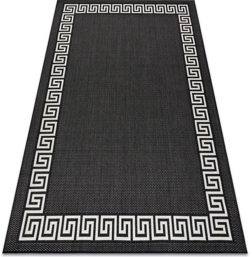 Tapis plat anti-poussière noir et crème 80x150 cm spécial passages