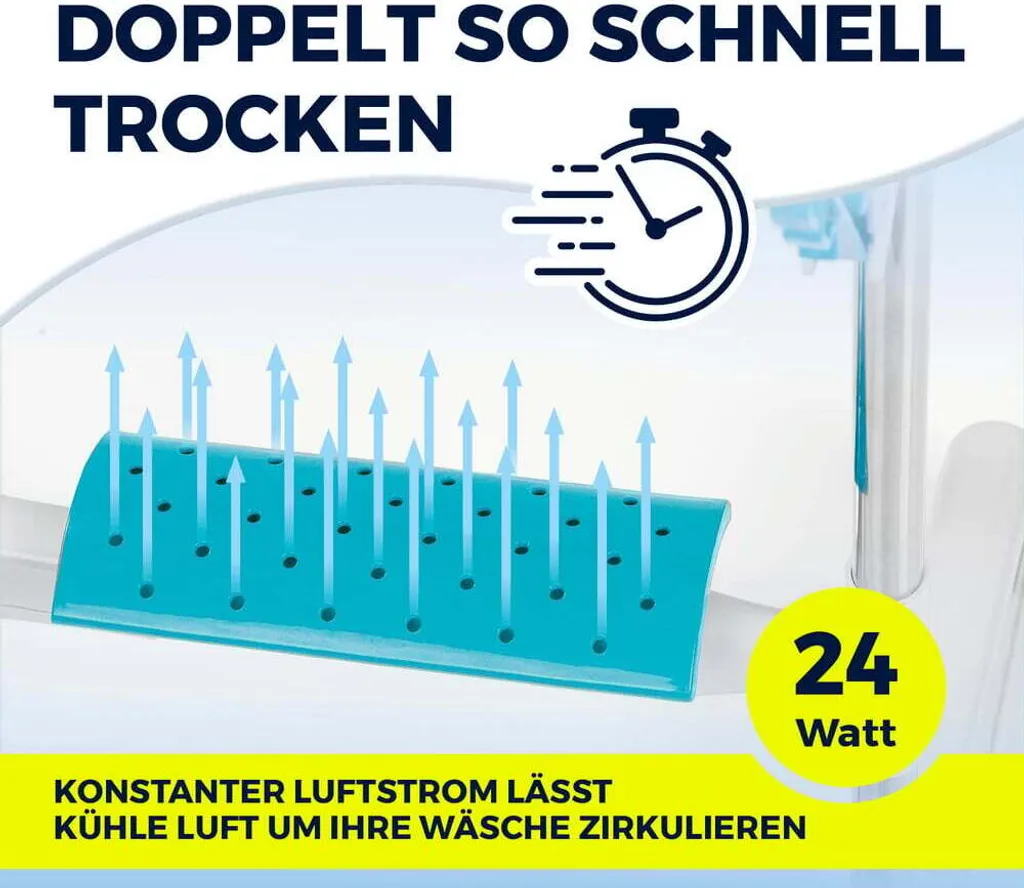 EASYmaxx Séchoir à linge électrique 17W blanc et turquoise pliable