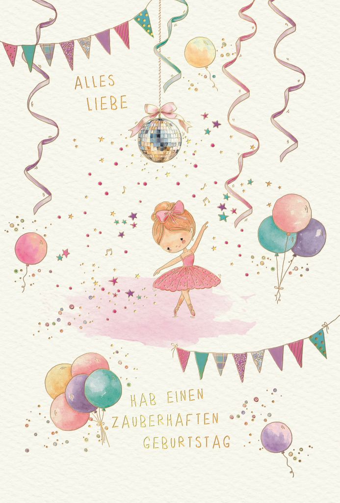 Kindergeburtstag Skorpion ́s art Ballerina Tanzen Alles Liebe Glückwunschkarte mit Umschlag