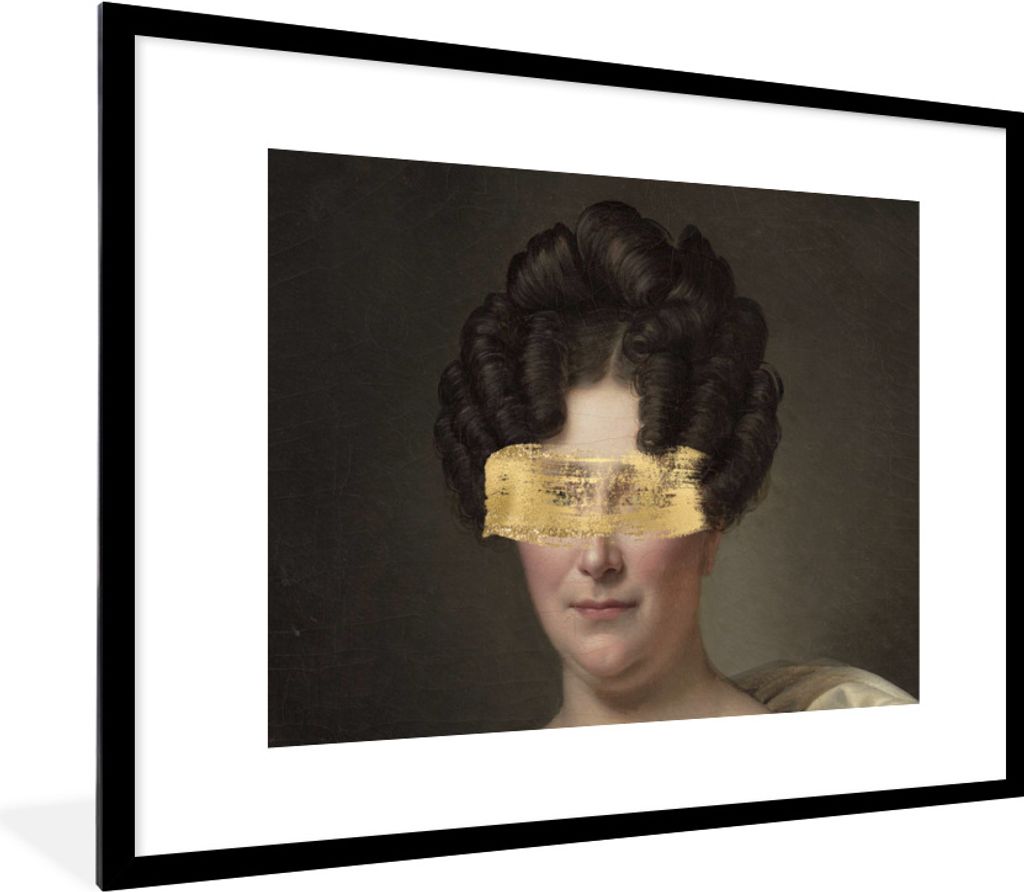 MuchoWow Gerahmtes Poster Johanna Henriëtte Engelen - Dubois Drahonet - Gold 80x60 cm - Poster mit Schwarzem Bilderrahmen Wandposter Rahmen Foto...