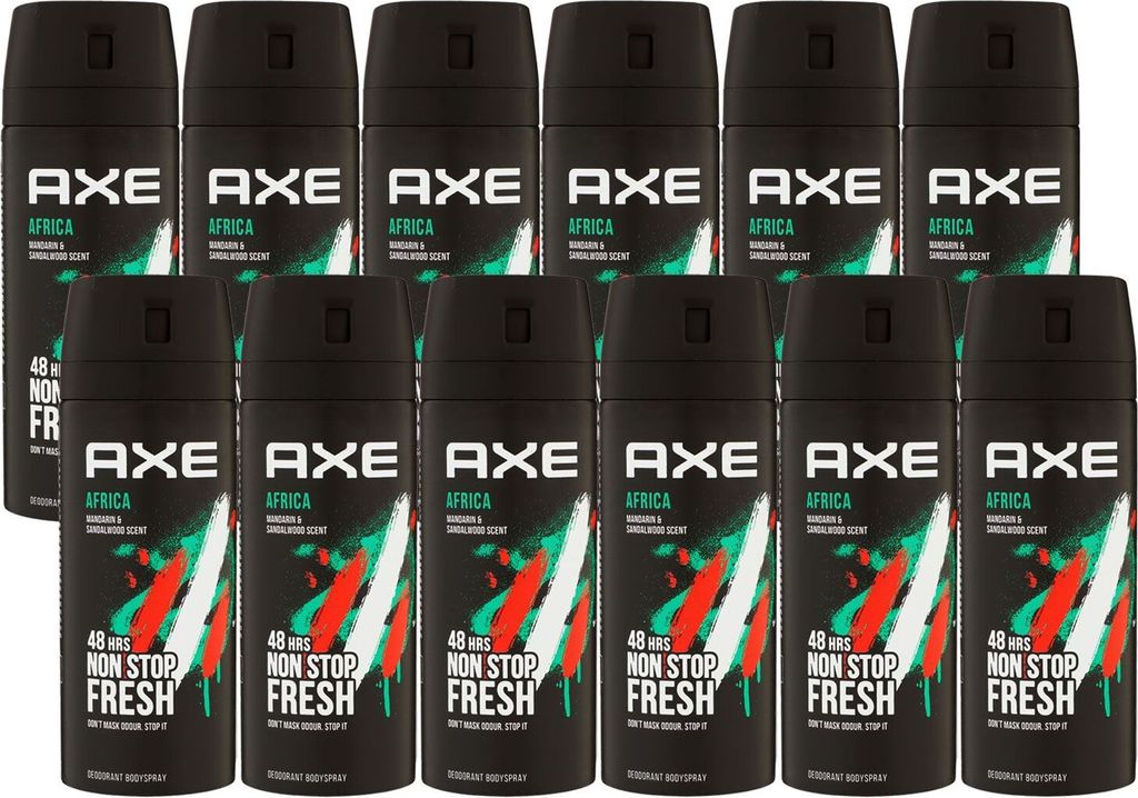Axe Africa 12 x 150 ml Deodorant Deospray Deo Spray Set neues Design