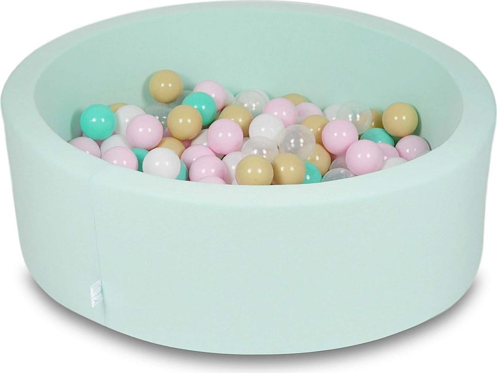 Bällebad 90x30cm Minze – Mit 200 Bällen / weiß, babyrosa, transparent, beige, mint
