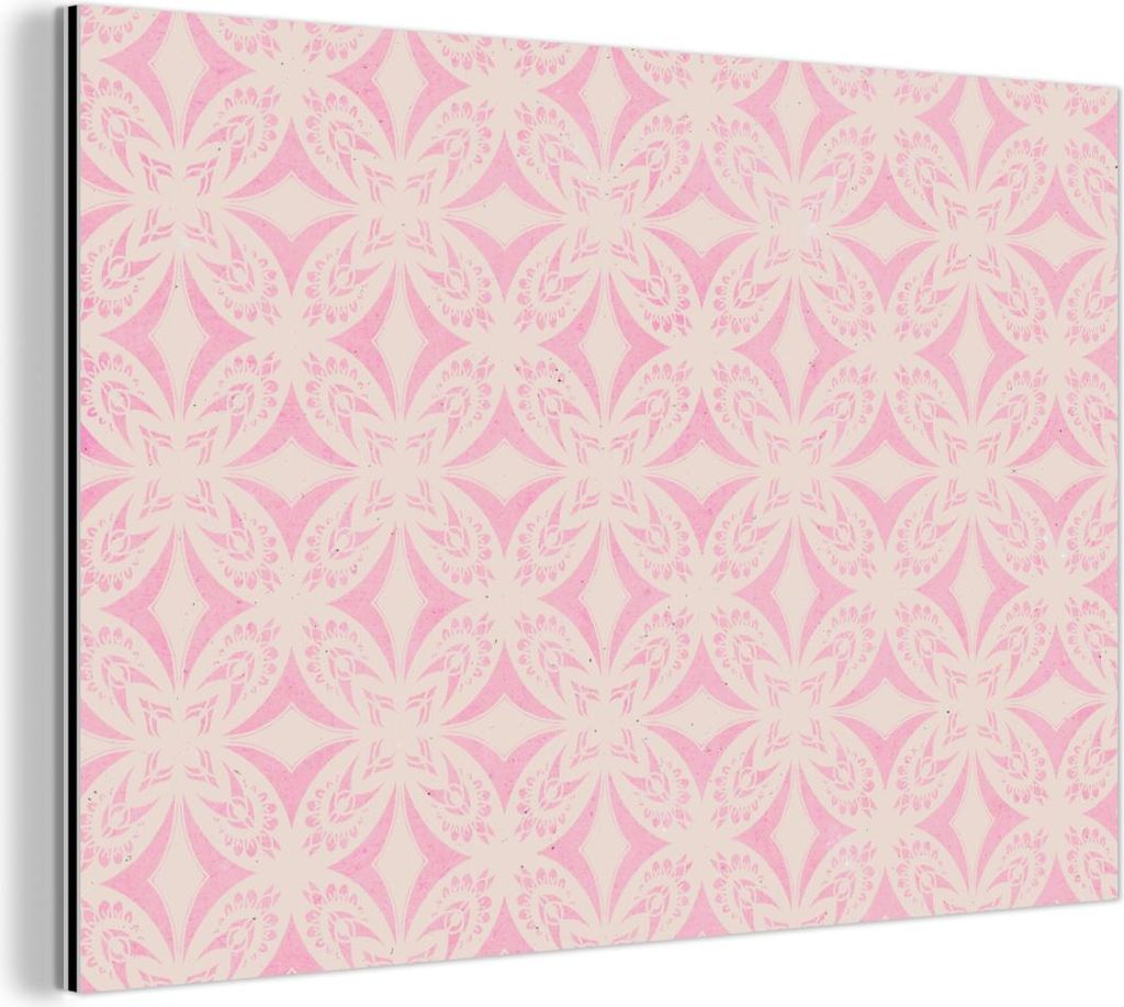 MuchoWow Wanddekoration Metall Metallbild Wandkunst 120x80 cm Muster - Formen - Beige - Rosa MuchoWow Aluminium Gemälde - Alu Bild