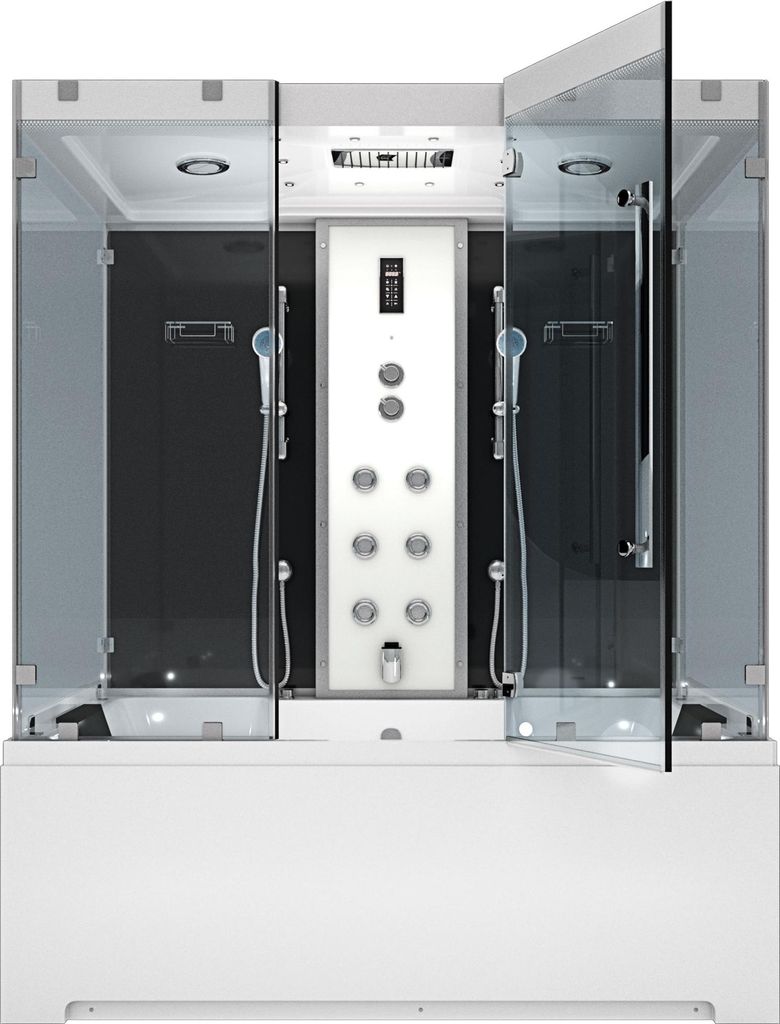 Kombination Badewanne Dusche K80-SW-EH-B-SC-EA Duschtempel 180x100 cm aktive Schlauch-Reinigung