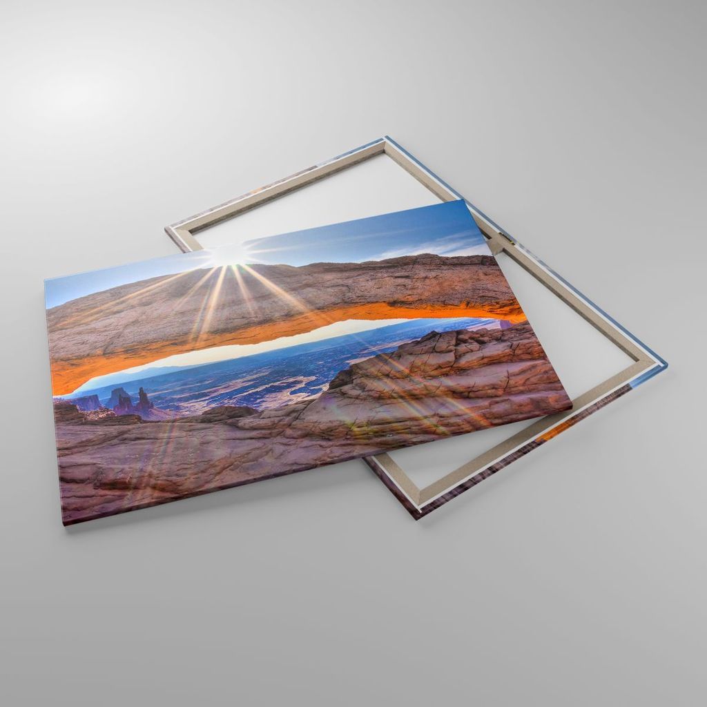 Bild auf Leinwand - Leinwandbild - Felsen Ansicht Landschaft - 100x70cm - Wand Bild - Wanddeko - Leinwanddruck - Bilder - Kunstdruck - Wanddekorati...