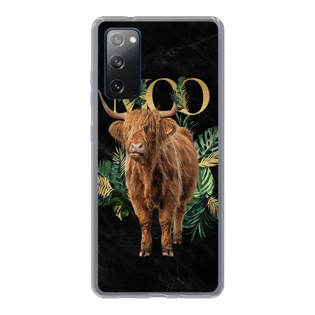 MuchoWow Handyhülle Schutzhülle Hülle für Samsung Galaxy S20 FE Zauberspruch - Schottischer Hochländer - Pflanzen Silikon Softcase Handy Hü...