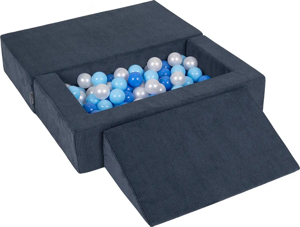 Divano Gioco KiddyMoon Modulare Blu Scuro: Tessuto a Coste e Palline - 5