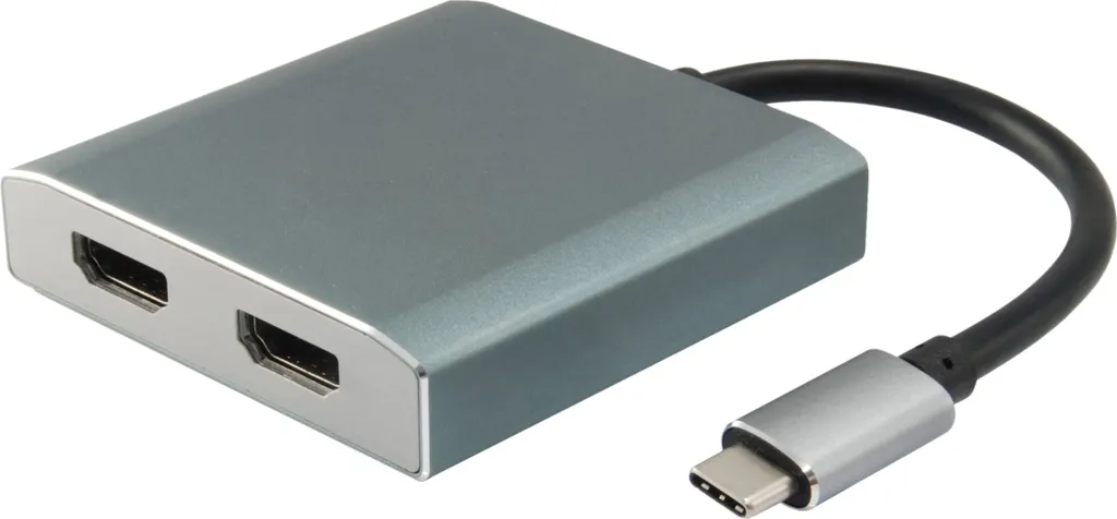 Double Adaptateur HDMI pour Port USB-C 4K 30Hz - Répartiteur Vidéo Gris
