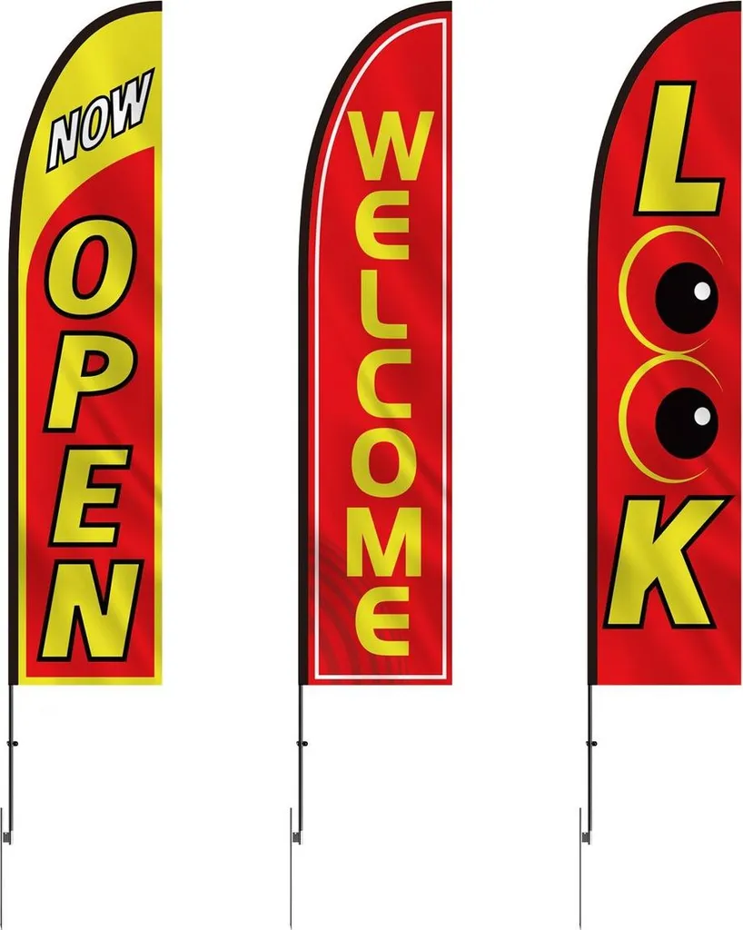 Oriflamme Publicitaire Extérieur - Pack de 2 Drapeaux Open et Welcome Pro - 10