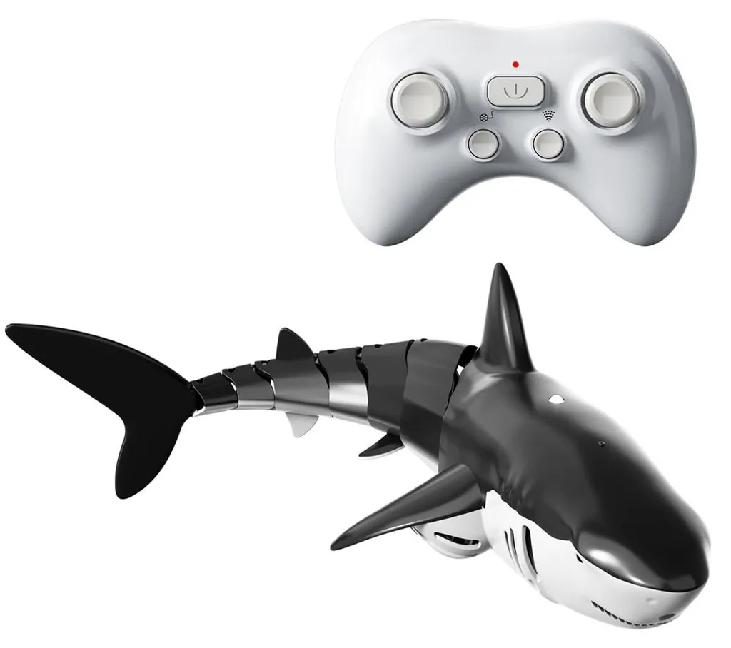 Requin télécommandé noir 2,4 GHz, Jouet Requin RC pour piscine et lac