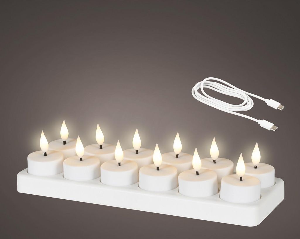 LED-theelichthouders, 4,5 cm, kunststof - was, 12 stuks, Productafbeelding 
