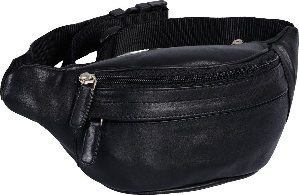 Leder Gürteltasche schwarz mit vielen Fächern